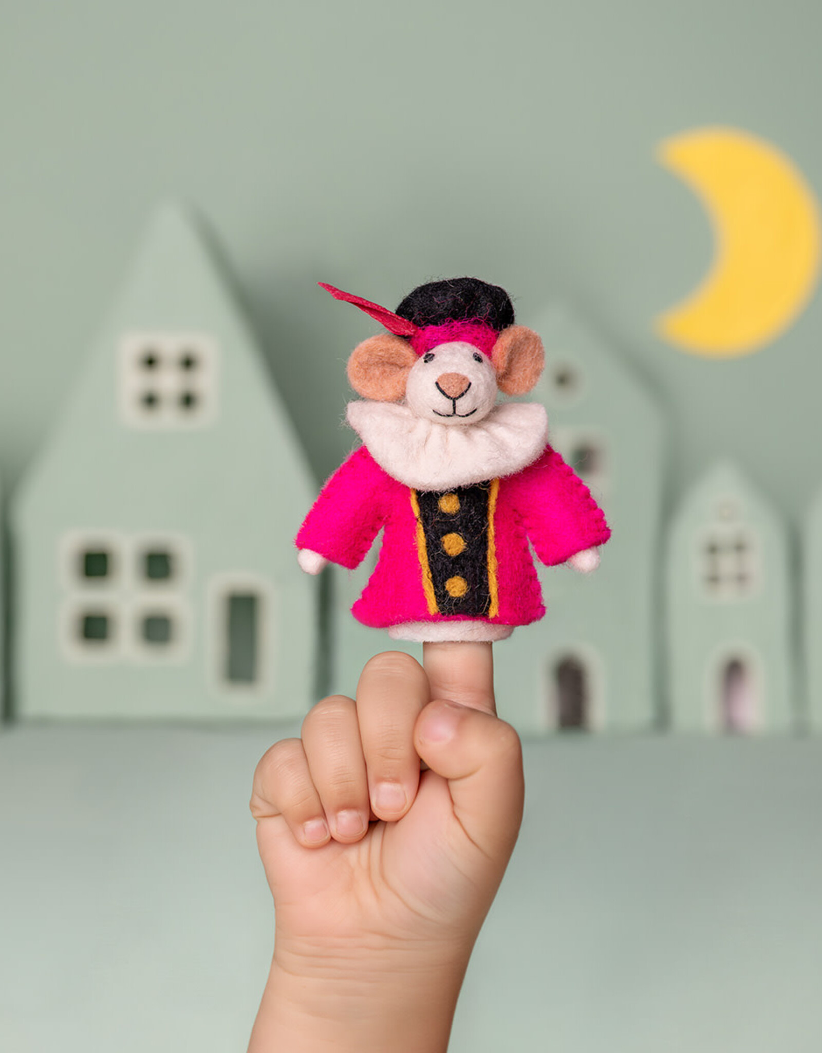 Sjaal met Verhaal Vingerpopje Muis Pietermuis Fuchsia