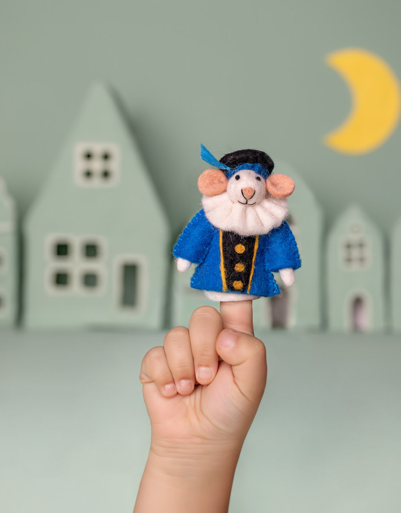 Sjaal met Verhaal Vingerpopje Muis Pietermuis Blauw