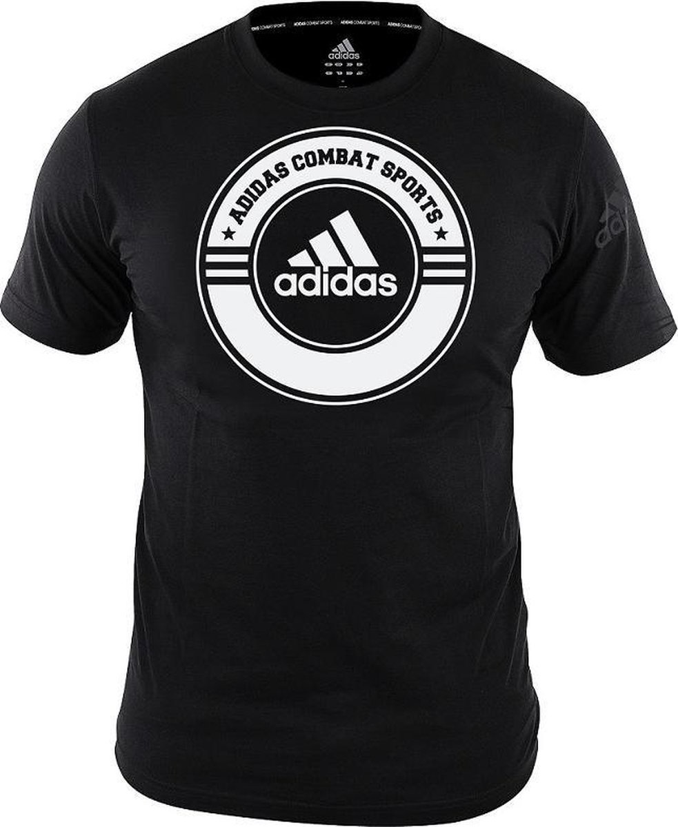 bolvormig Politie Rimpels Adidas T-shirt Combat Sports Zwart/Wit - Fightstyle