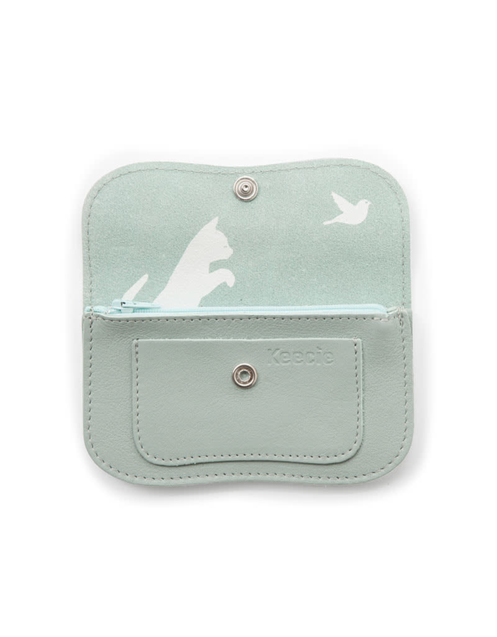 Keecie Cat Chase Small Wallet, Dusty green