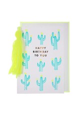 Meri Meri Wenskaart - Neon Cactus - Dubbele kaart + envelop - 13,5 x 18,5 - Happy Birthday