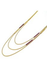 Nadja Carlotti Ketting Multi Sparkle - Bordeaux - Messing verguld