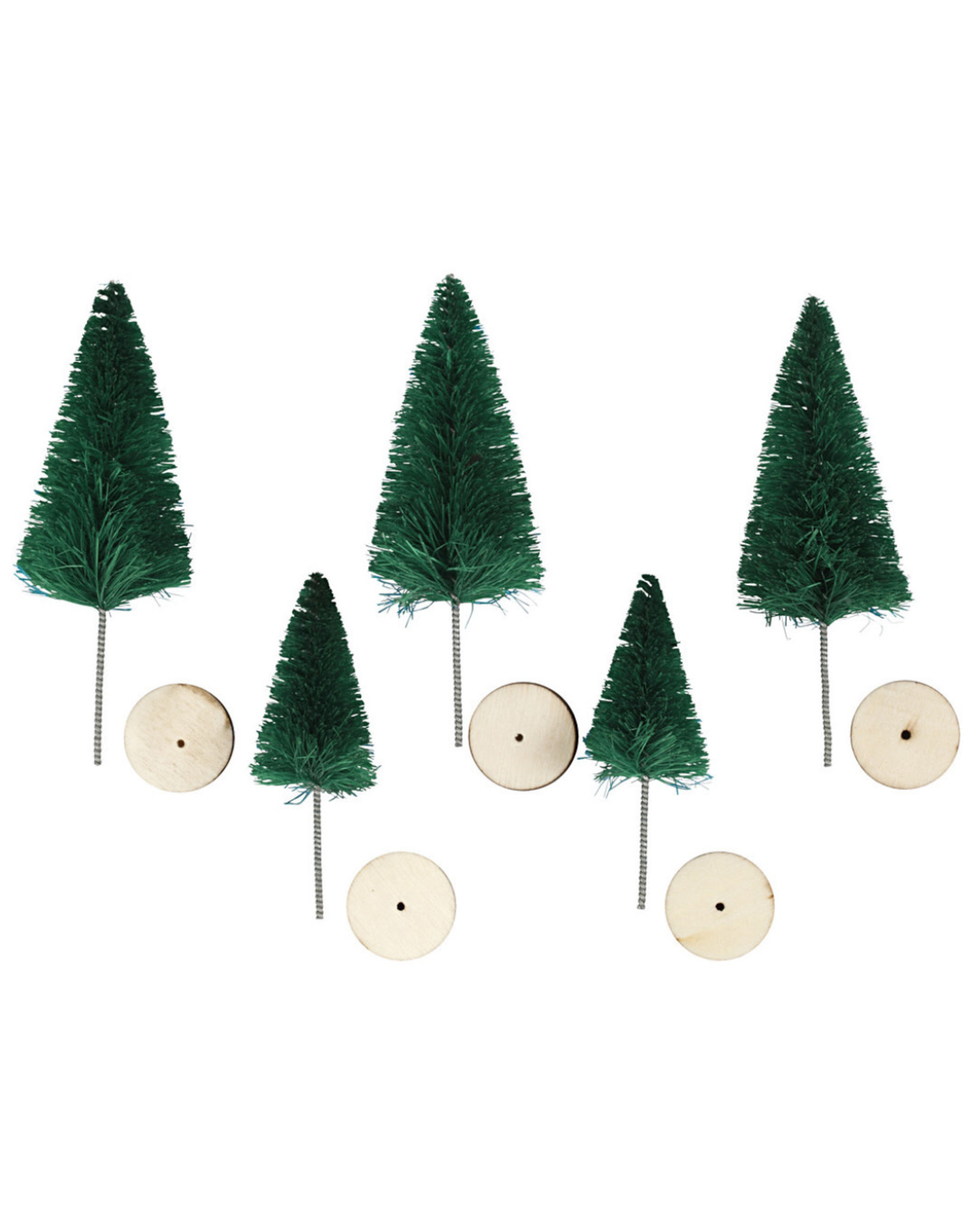 Creotime Mini kerstboompjes - Groen - 5st - H 40 en 60mm