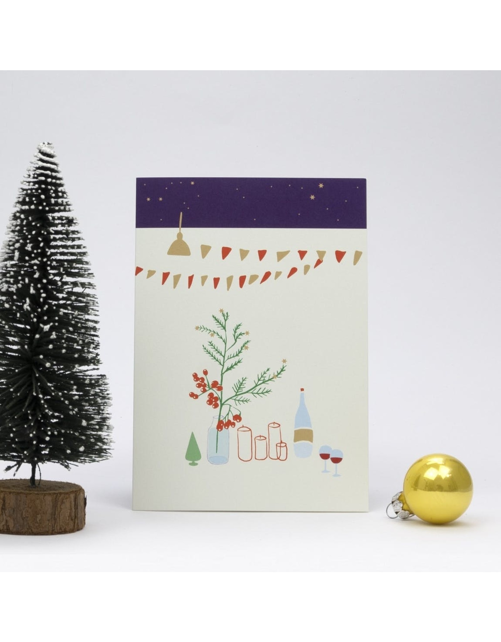 Souci-illustration Wenskaart - Kerst - Kerst Tafel - Dubbele kaart + Envelope - 10 x 15cm