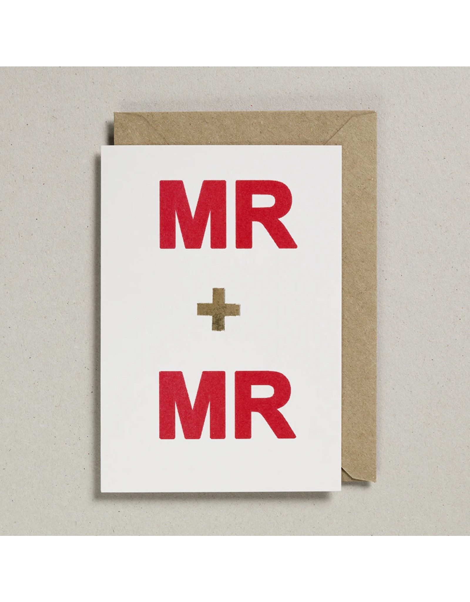 Petra Boase Wenskaart - Mr + Mr Drukletter rood - Dubbele Kaart met envelop - blanco