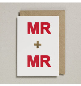 Petra Boase Wenskaart - Mr + Mr Drukletter rood - Dubbele Kaart met envelop - blanco