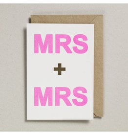 Petra Boase Wenskaart - Mrs + Mrs Drukletter roos - Dubbele Kaart met envelop - blanco