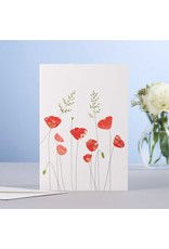Eloise Hall Wenskaart - Poppies & grass - Dubbele Kaart + Envelop - 11,5 x 16,5 - Blanco