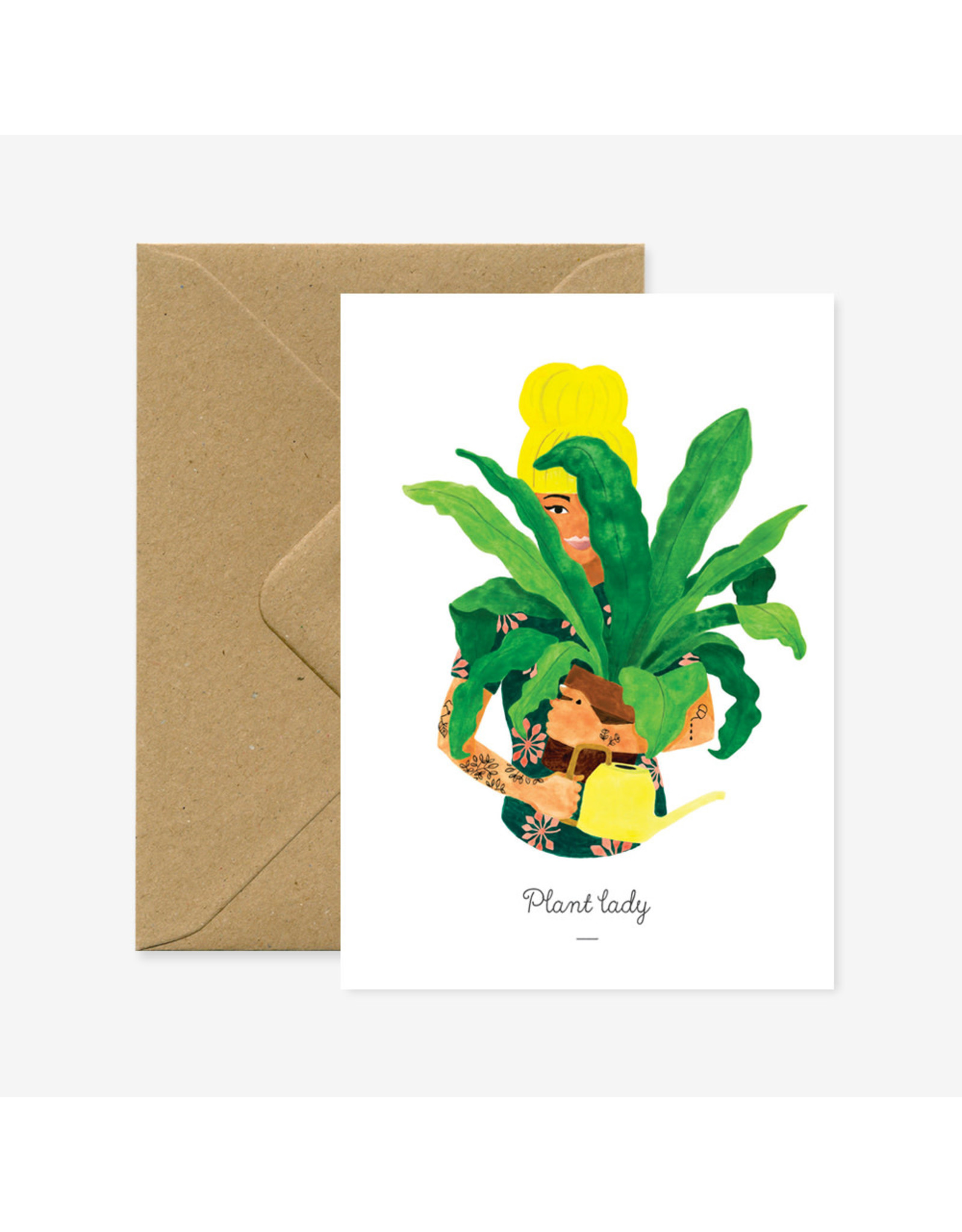 All The Ways to Say Wenskaart - Plant lady  - Dubbele kaart + Envelop - 11,5 x 16,5 - Blanco
