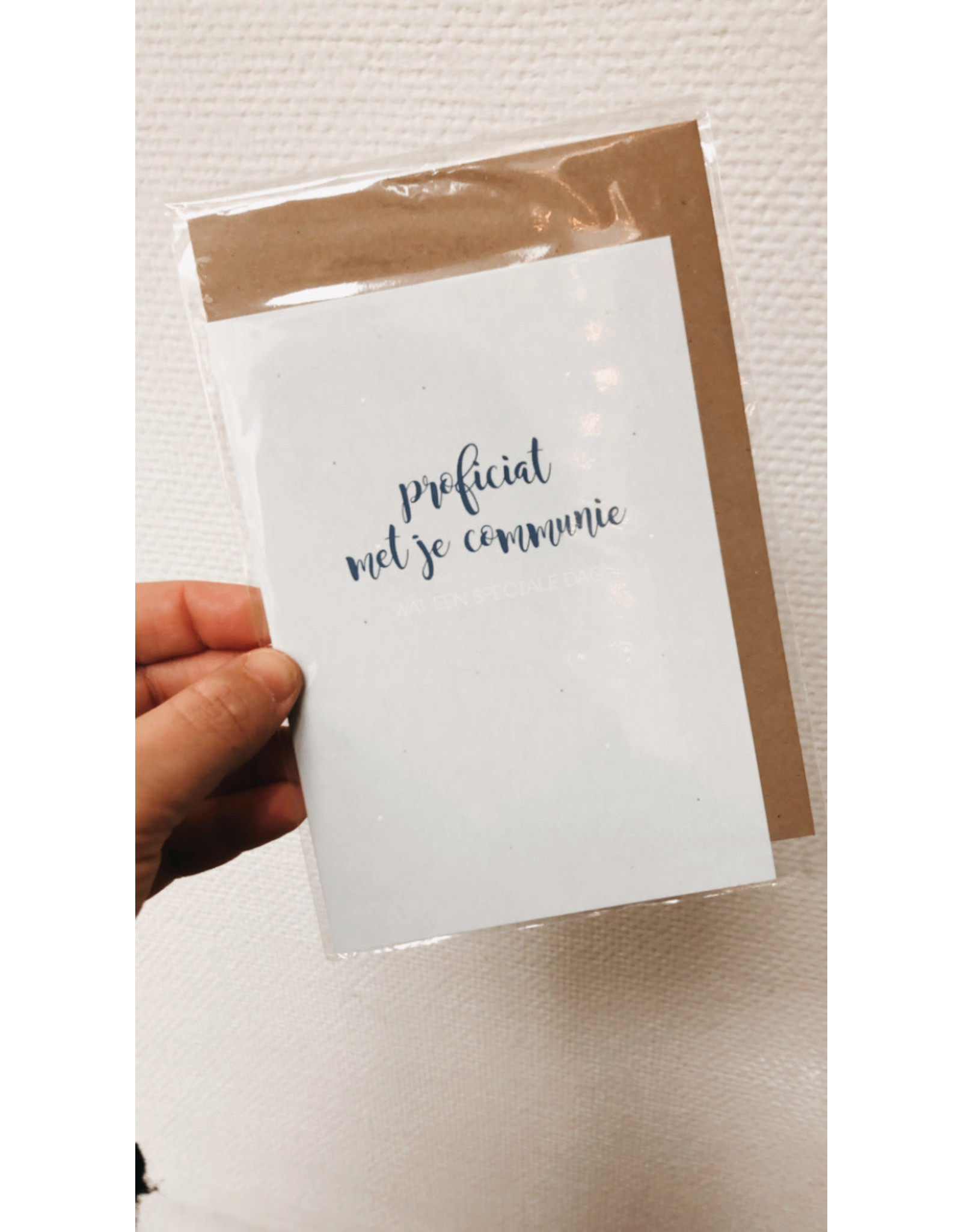 Mus in een Plas Wenskaart - Proficiat met je communie, Wat een speciale dag - Dubbele kaart + enveloppe