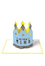 Meri Meri Wenskaart - Crowned birthday king card + Envelop - 10,5 x 23,5 - Happy Birthday