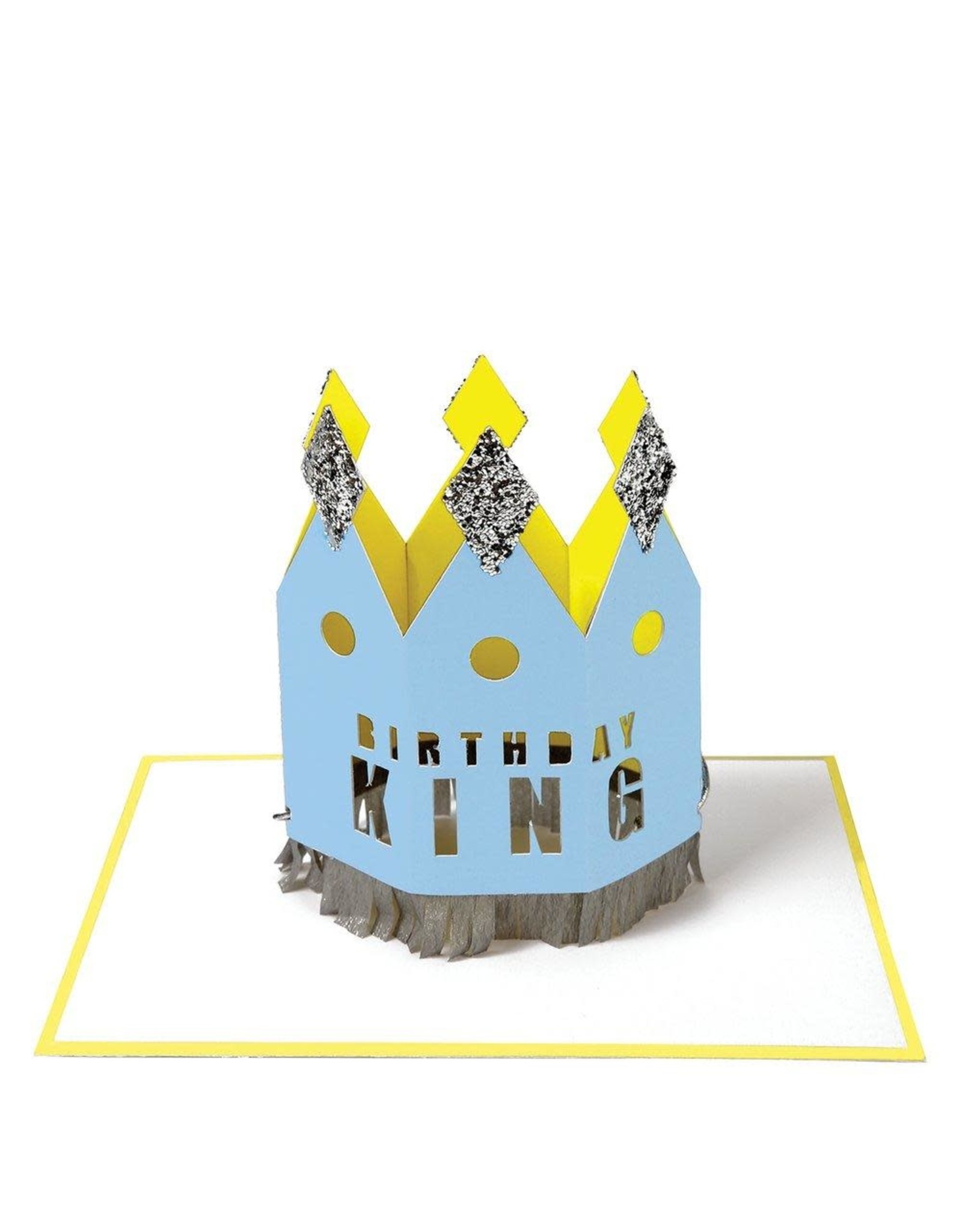 Meri Meri Wenskaart - Crowned birthday king card + Envelop - 10,5 x 23,5 - Happy Birthday