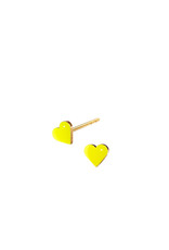 Scherning Oorstud TINY Heart - Neon Geel - 5 x 6 mm - Zilver Verguld