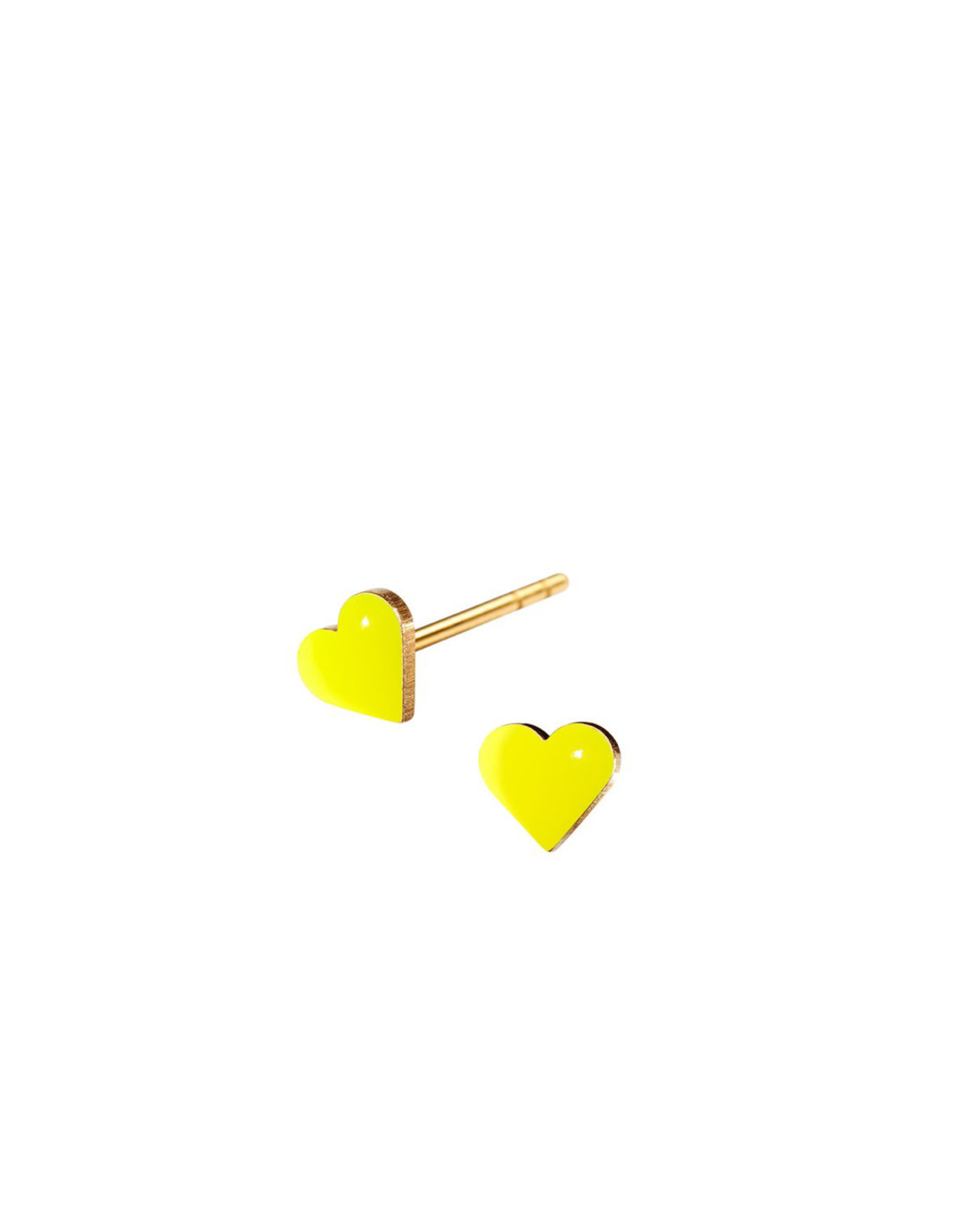 Scherning Oorstud TINY Heart - Neon Geel - 5 x 6 mm - Zilver Verguld