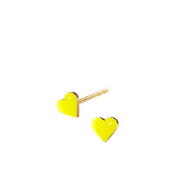 Scherning Oorstud TINY Heart - Neon Geel - 5 x 6 mm - Zilver Verguld