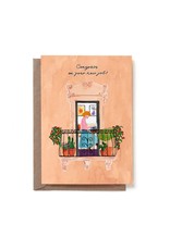 Reddish Design Wenskaart - New Job Balcony - Dubbele kaart + Envelope - 10 x 15cm