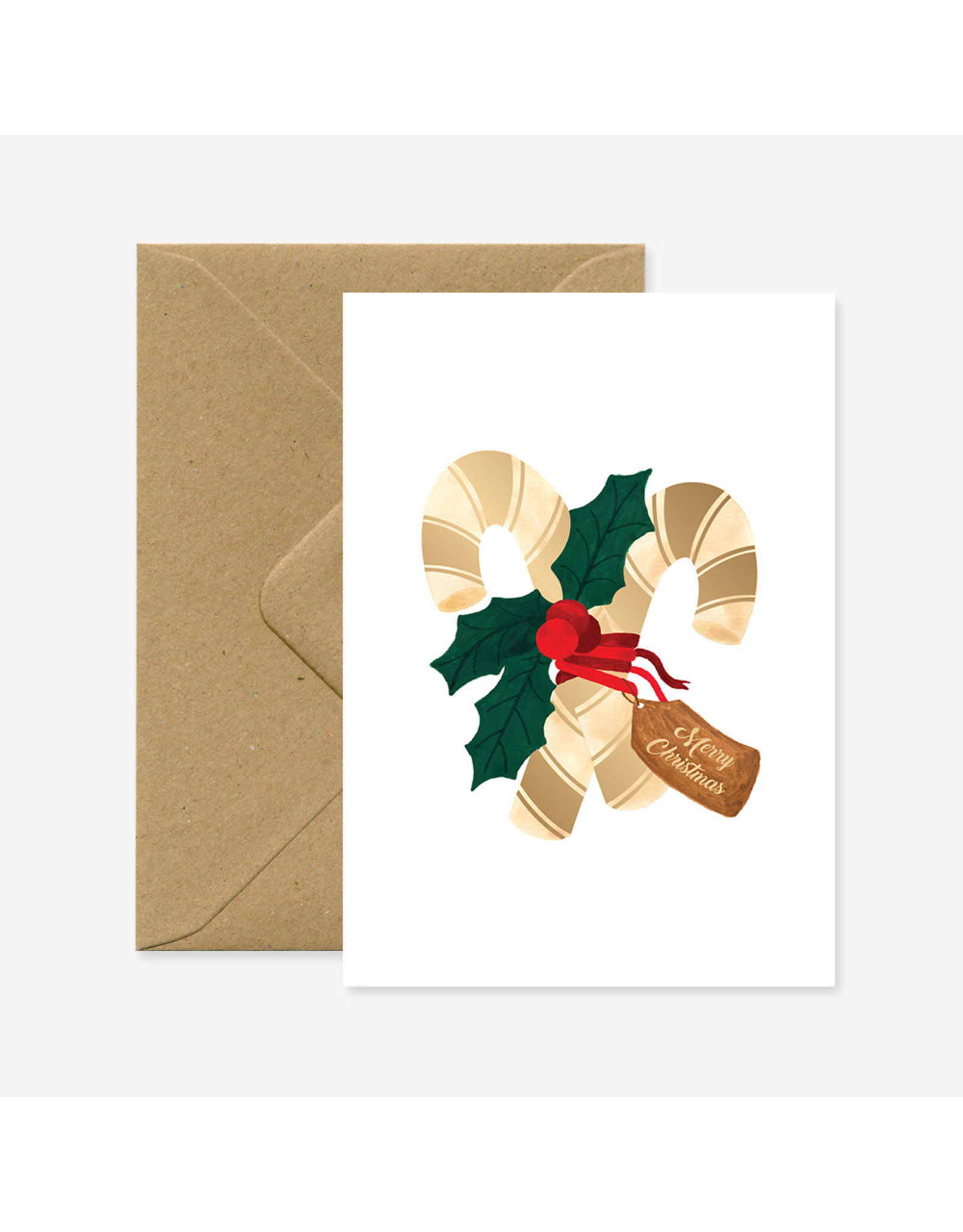 All The Ways to Say Wenskaart - Kerst - Xmas Gold Candies- Dubbele kaart + Envelop - 11,5 x 16,5 - Blanco