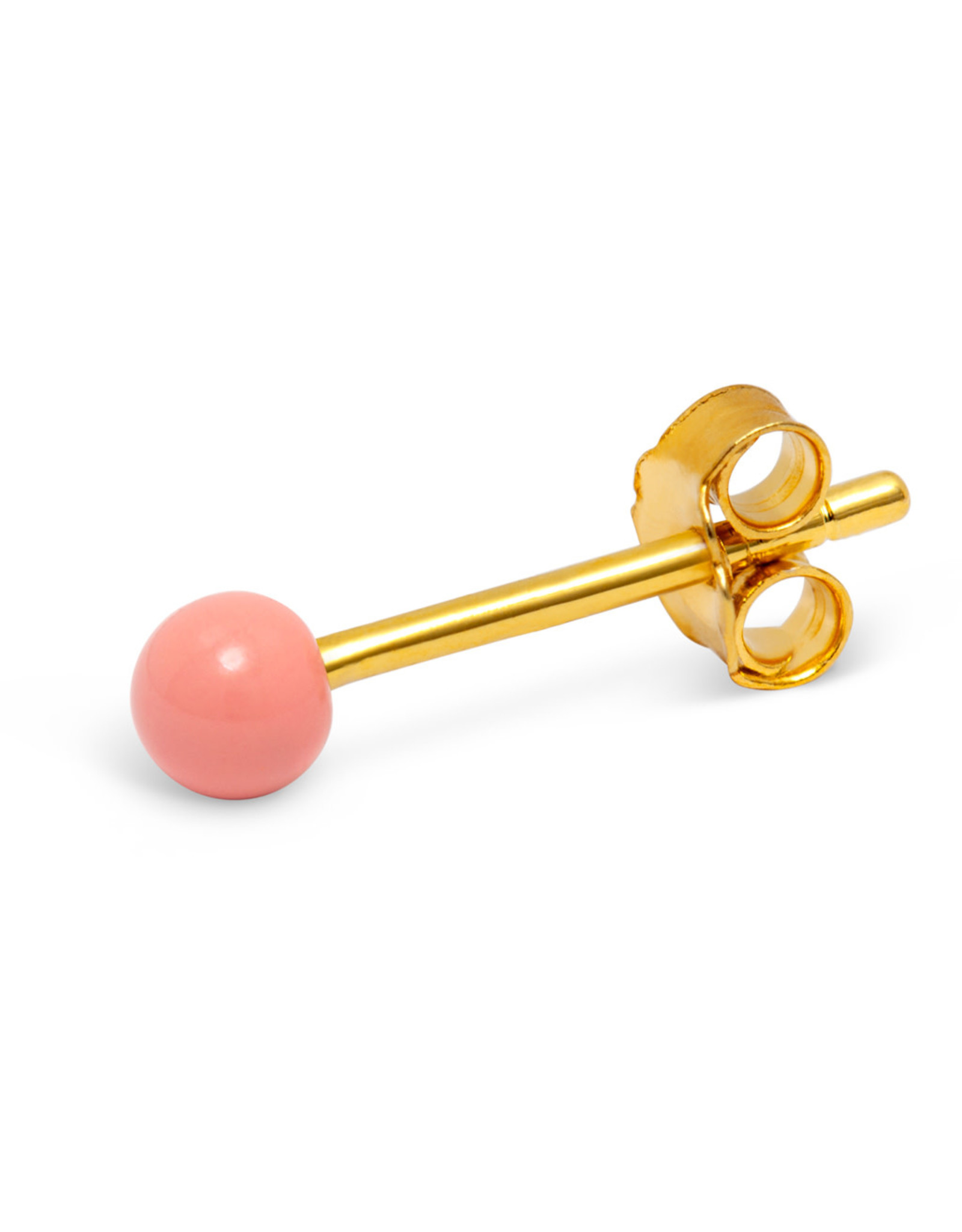 Lulu Copenhagen Oorstud, Color Ball - Roze (Burnt Coral) - Single - 3mm