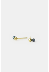 Studio MHL Oorbel MHL - Druppel, Zwarte parel - 6mm - Goud - Verguld 18K