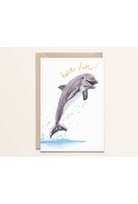 Kathings Wenskaart - Dolphin - Dubbele kaart + Envelope  - Blanco