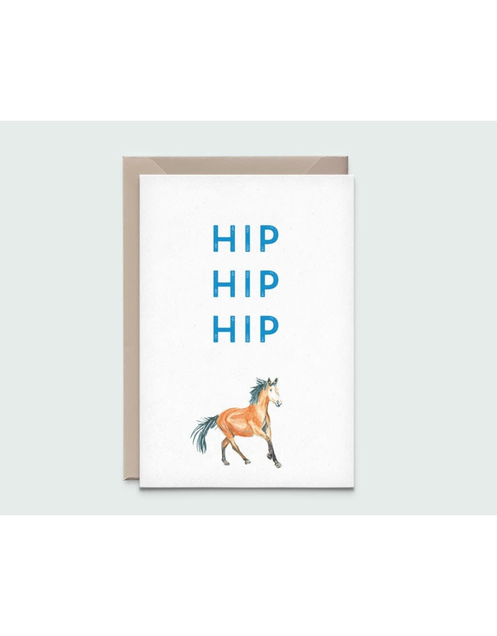 Kathings Wenskaart - Horse Hip Hip Hip  - Dubbele kaart + Envelope