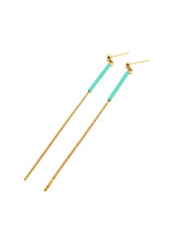Nadja Carlotti Oorbel Stella - Ocean  - Messing verguld  - Lengt 7,5 cm - Tube 2cm