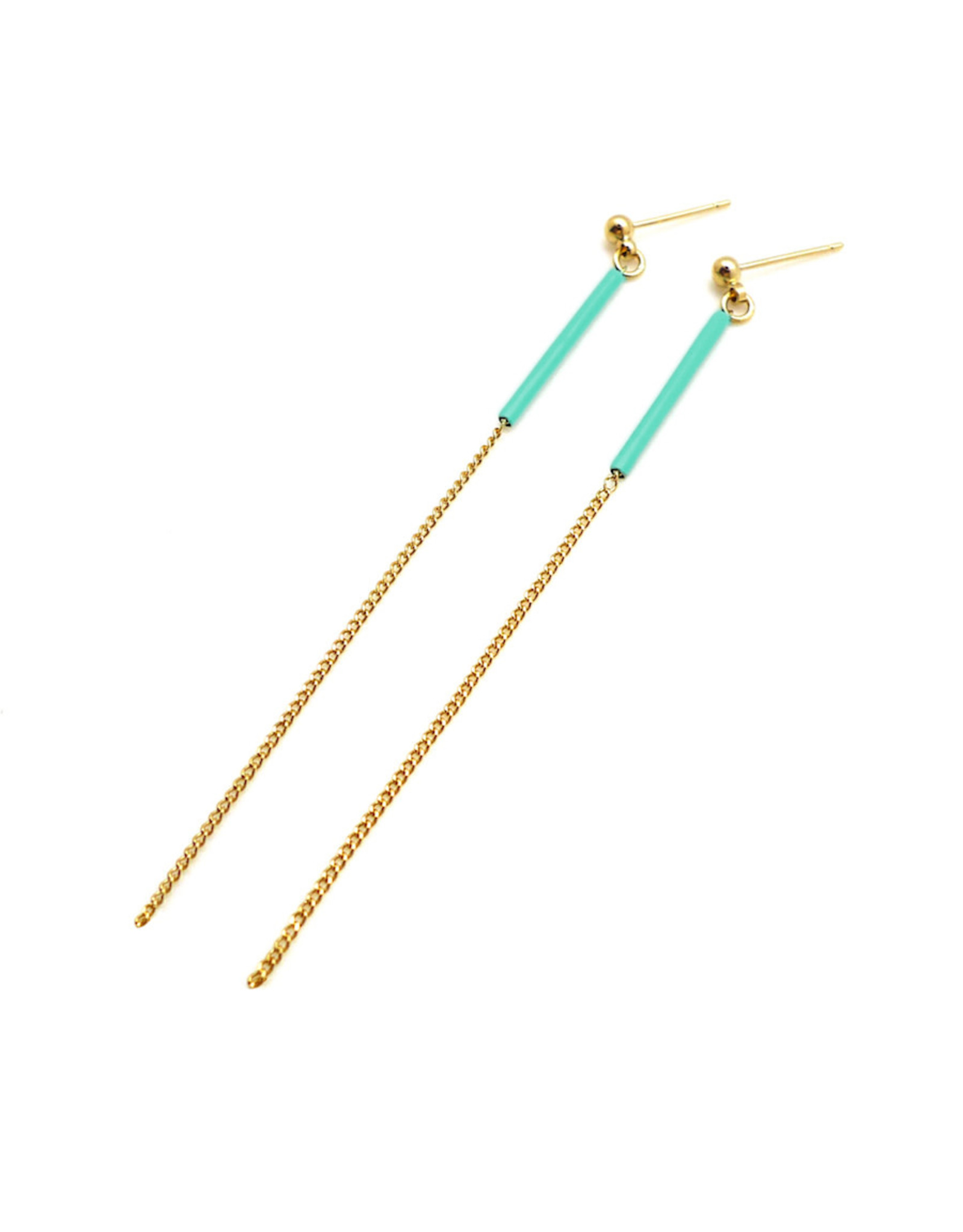 Nadja Carlotti Oorbel Stella - Ocean  - Messing verguld  - Lengt 7,5 cm - Tube 2cm