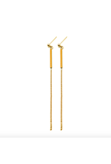 Nadja Carlotti Oorbel Stella - Mosterd  - Messing verguld  - Lengt 7,5 cm - Tube 2cm
