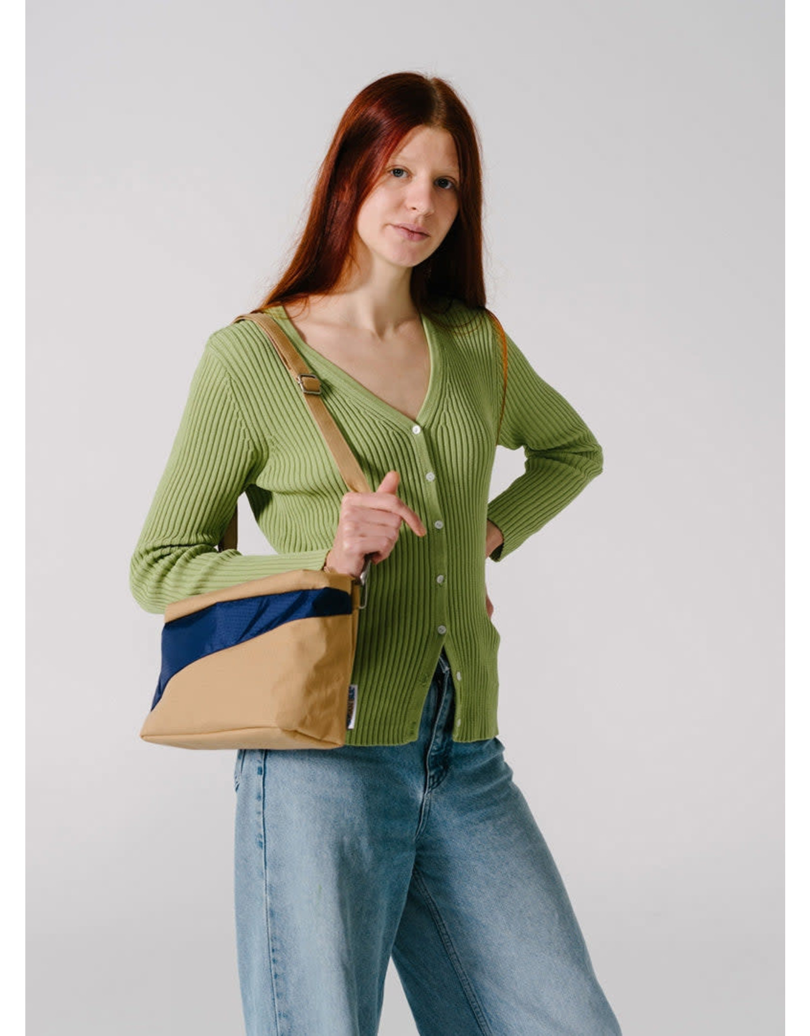 Susan Bijl Bum Bag M, Camel & Navy - 19 x 28 x 8,5