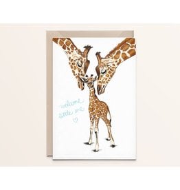 Kathings Wenskaart - Giraffe Family - Dubbele kaart + Envelope  - Blanco