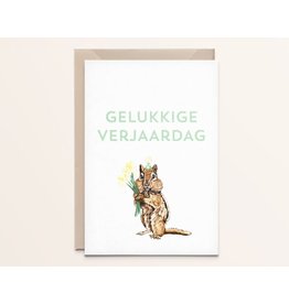 Kathings Wenskaart - Aardeekhoorn - Dubbele kaart + Envelope  - Blanco