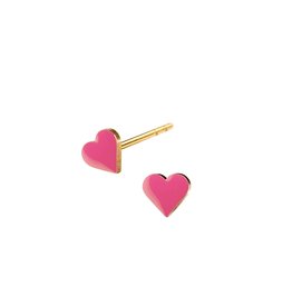 Scherning Oorstud SPOT Heart - Pink - 5 x 6 mm - Zilver Verguld
