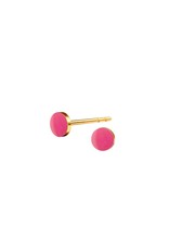 Scherning Oorstud SPOT Tiny - Emaille lak schijfje : Pink - Ø 4mm - Zilver