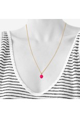 Scherning Ketting SPOT - Emaille lak schijfje : Pink - Lengte 60cm, Ø 9mm - Zilver