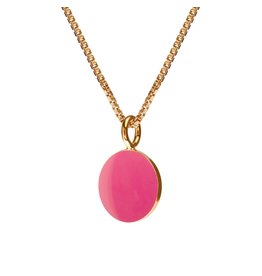 Scherning Ketting SPOT - Emaille lak schijfje : Pink - Lengte 60cm, Ø 9mm - Zilver