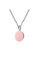 Scherning Ketting SPOT - Emaille lak schijfje : Light Pink - Lengte 60cm, Ø 9mm - Zilver