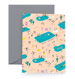 Carolyn Suzuki Goods Wenskaart - Pool Party Forever - Dubbele kaart en Envelop