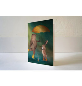 Lotte Drouen Wenskaart - Dansen in de regen - Dubbele kaart + Enveloppe