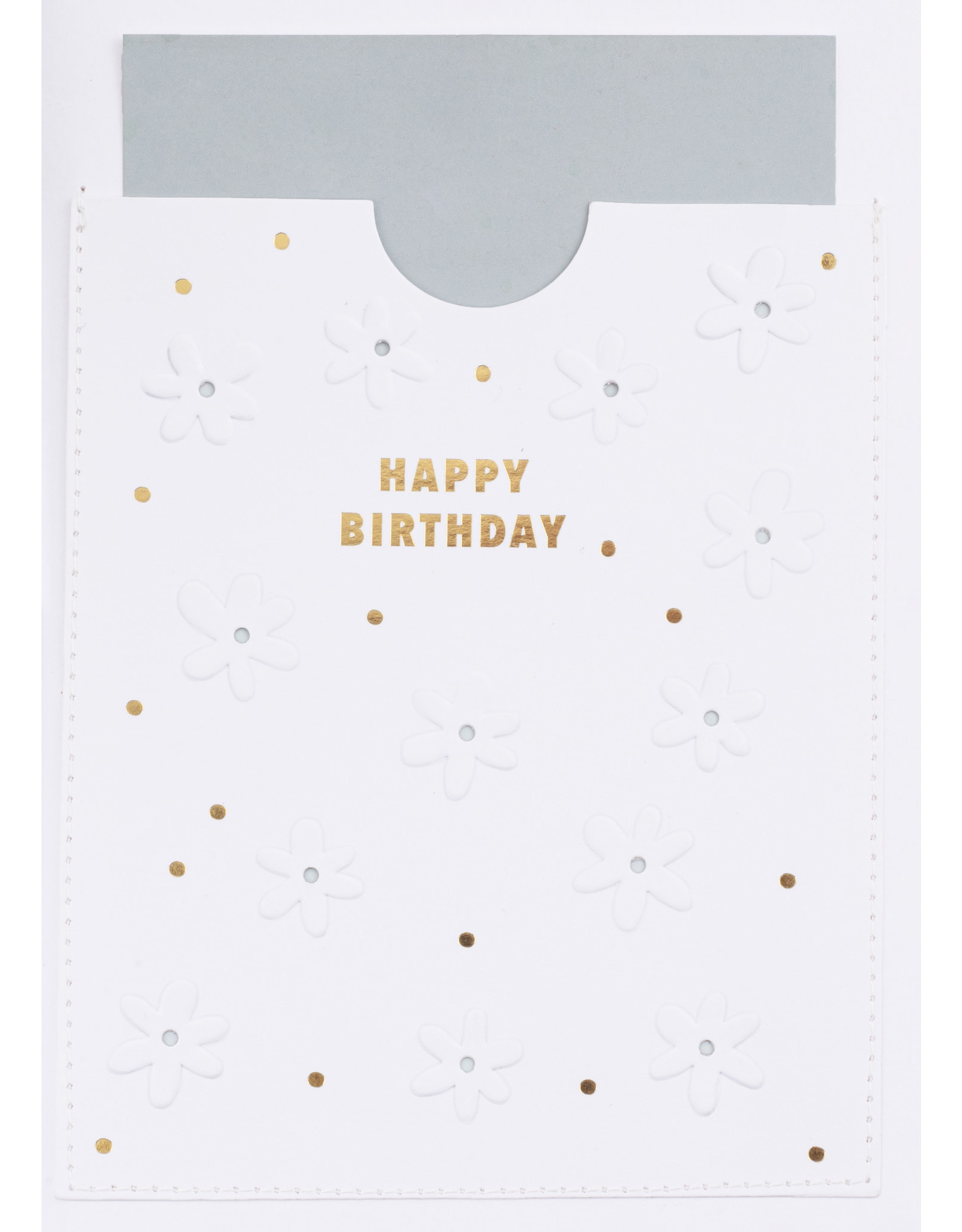 Raeder Wenskaart - Flowers Embossing, Happy Birthday - Dubbele kaart + Envelop