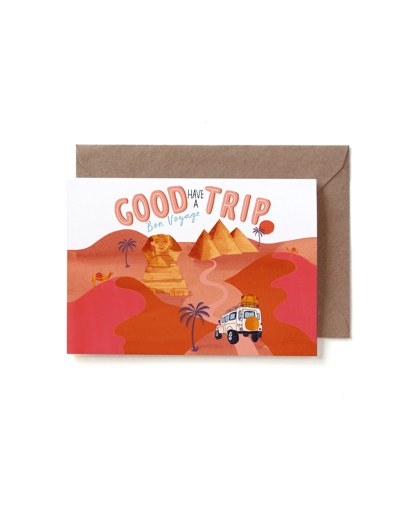 Reddish Design Wenskaart - Have a good trip desert - Dubbele kaart + Envelope - 10 x 15cm