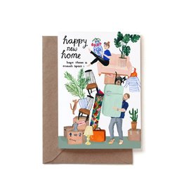 Reddish Design Wenskaart - Happy New Home Moving - Dubbele kaart + Envelop