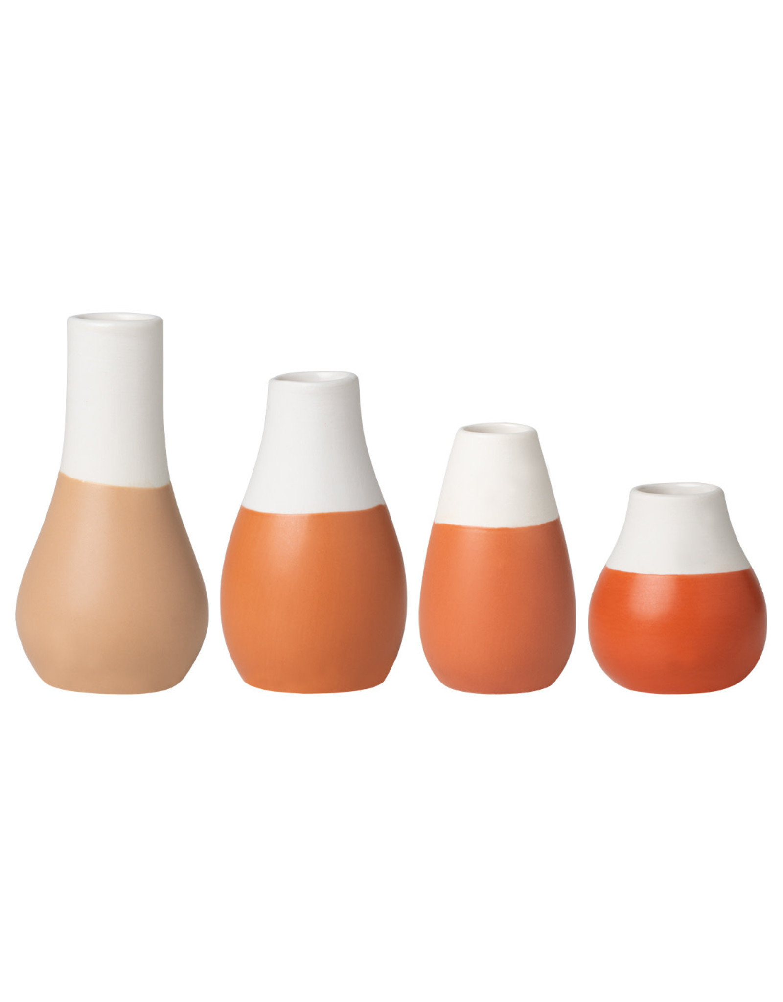 Raeder Plukselvaasjes Oranje - set v 4 - Hoogte 4 - 8 cm