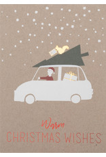 Raeder Wenskaart - Christmas Car - Dubbele kaart + Envelop