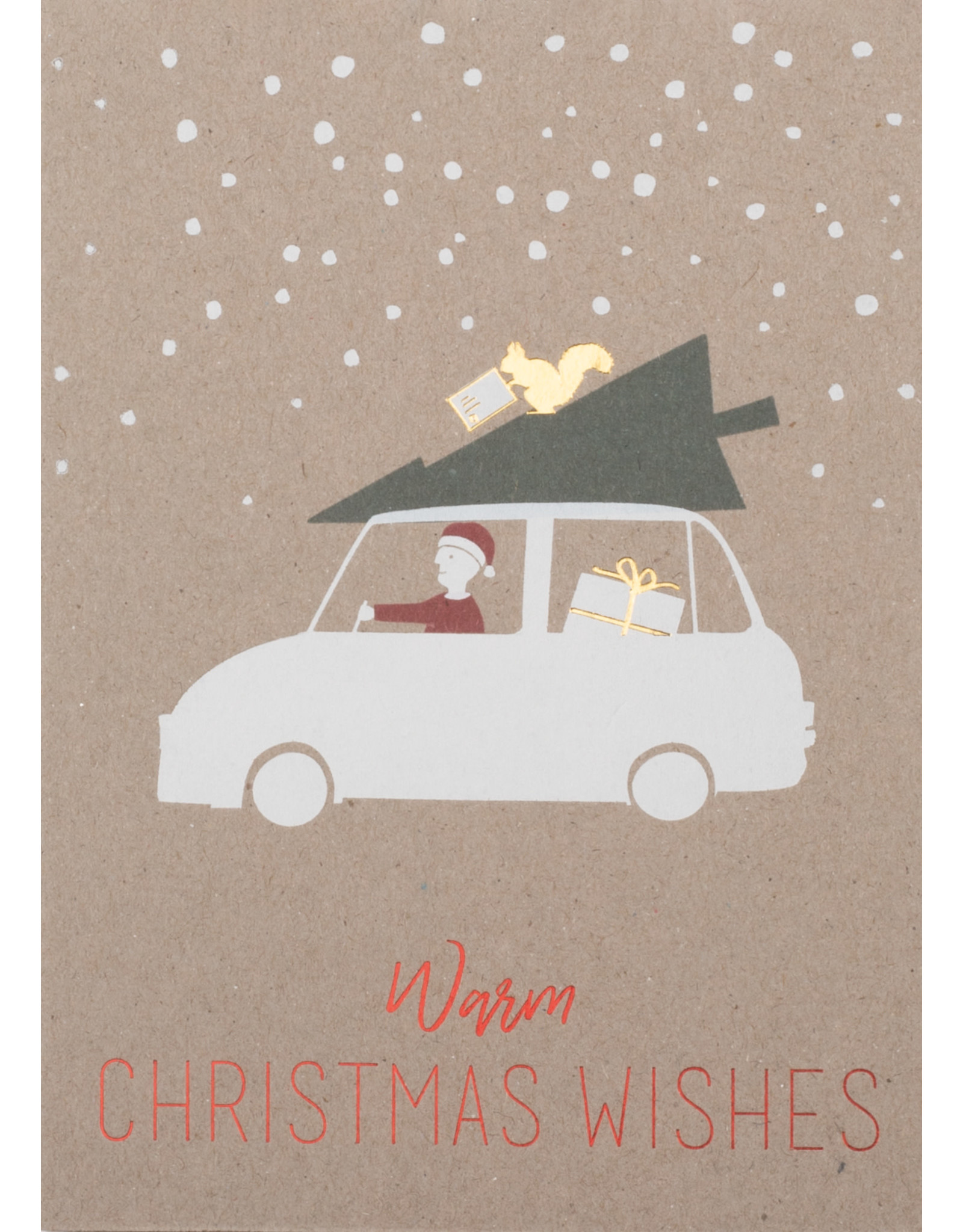 Raeder Wenskaart - Christmas Car - Dubbele kaart + Envelop