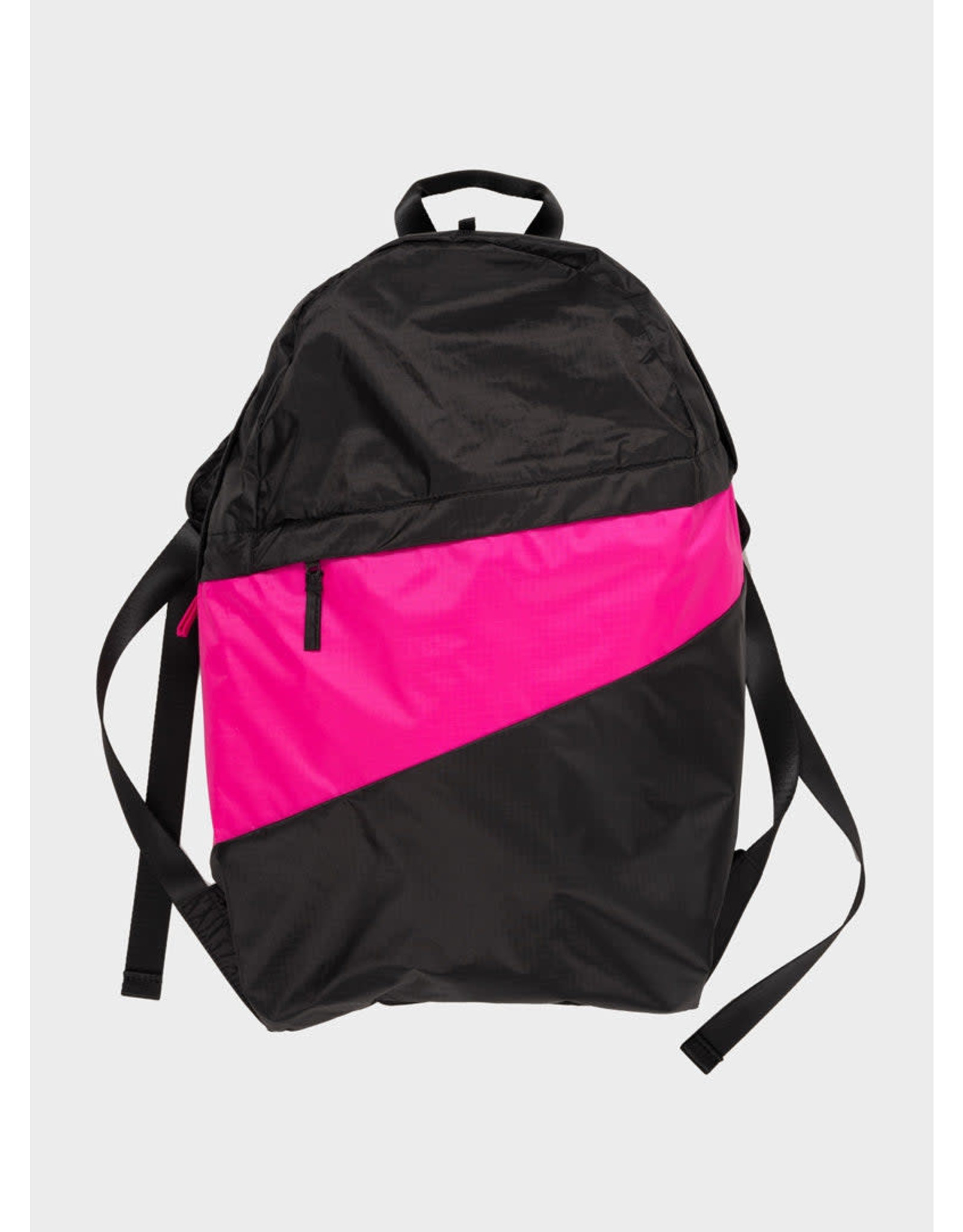 stapel kant metalen Foldable Backpack L, Black & Pretty Pink - 54 x 28 x 15 cm - Mus in een plas