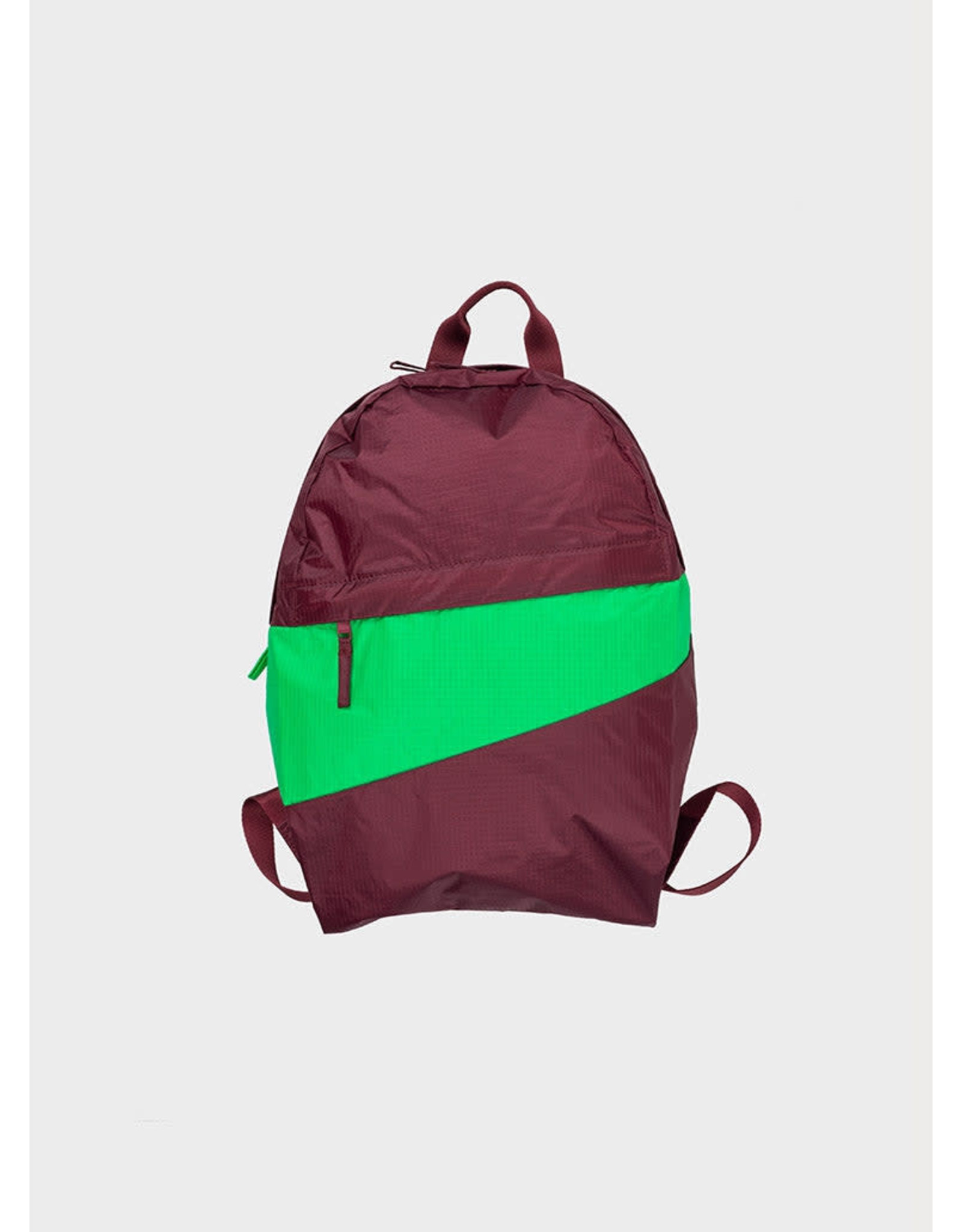 Susan Bijl Foldable Backpack M, Burgundy & Greenscreen - 40 x 25 x 10 cm