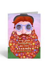 Reddish Design Wenskaart - Flowerbeard man birthday - Dubbele kaart + Envelope - 10 x 15cm