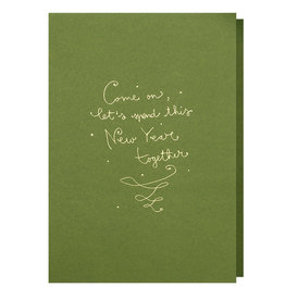 Papette Wenskaart - Come on, lets spend new year, Light green - Dubbele kaart + Envelop