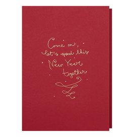 Papette Wenskaart - Come on, lets spend new year, Red - Dubbele kaart + Envelop