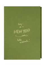 Papette Wenskaart - Hey, it's New year, Light green - Dubbele kaart + Envelop